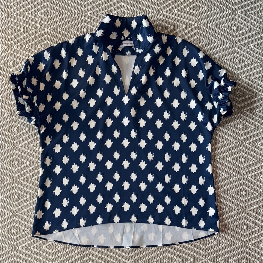 Caryn Lawn Betsy Navy Print Top